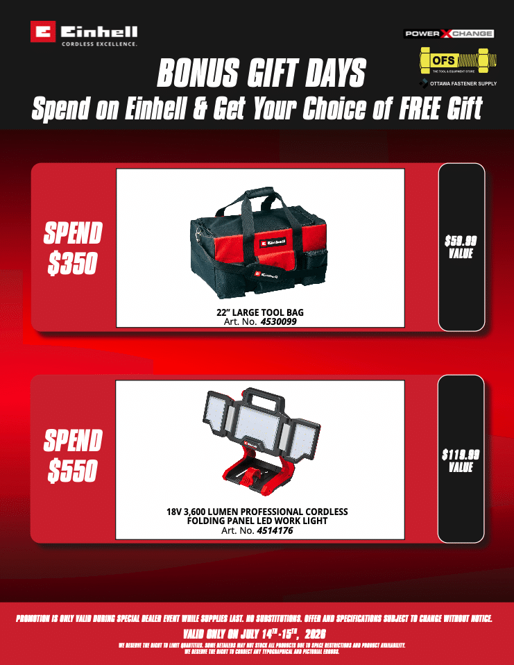 OTTFAS EINHELL BONUS GIFT DAYS FLYER July 14 & 15 COVER